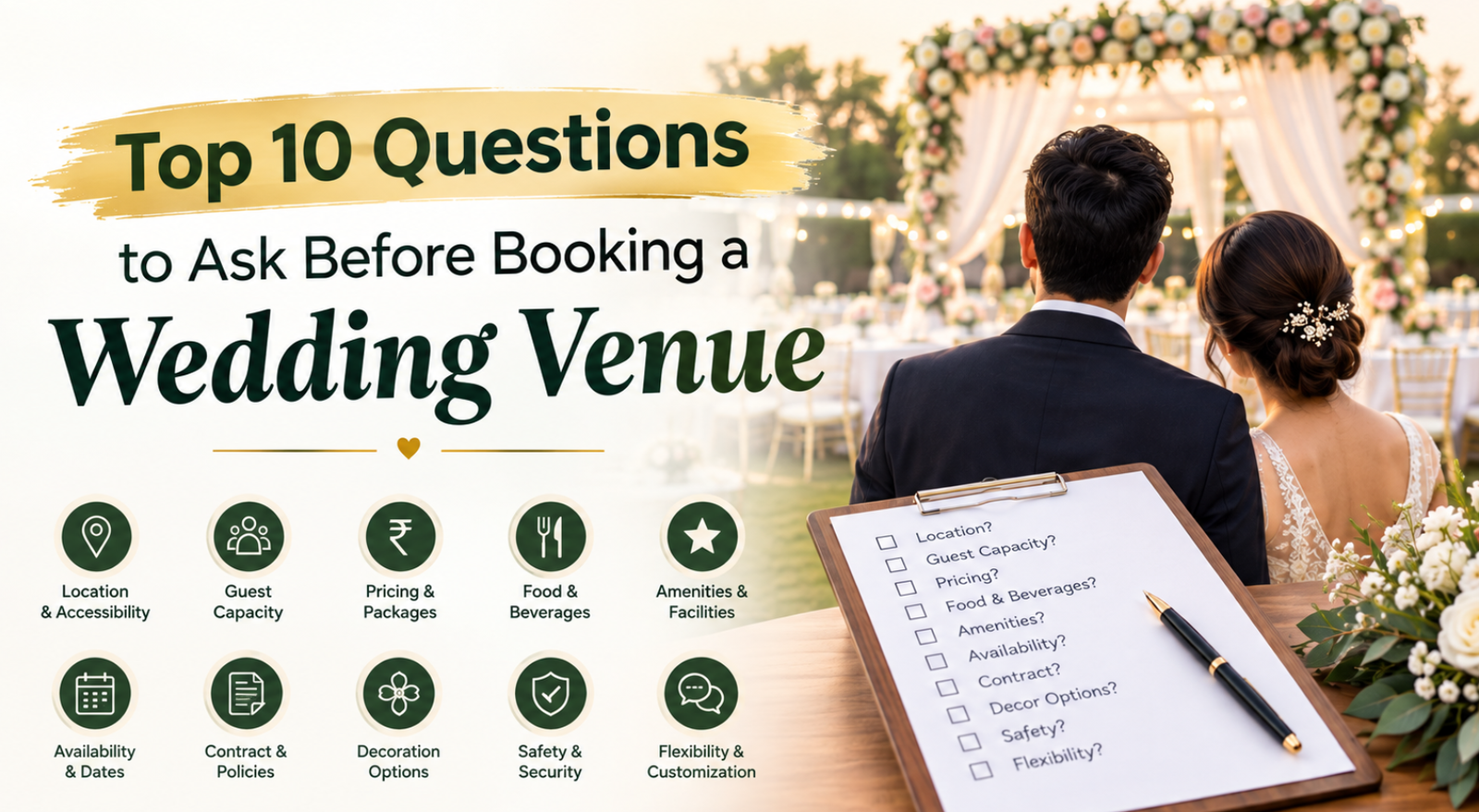 Top 10 Questions to Ask Before Booking a Wedding Venue